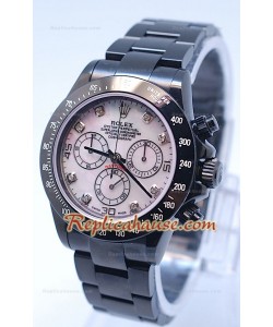 Rolex Daytona Cosmograph Project X Design Black Out Edition Séries II - Cadran Nacré Rose et Chiffres en Diamant