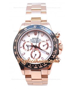 Rolex Daytona Chronograph MonoBloc Cerachrom Bezel Visage Blanc en Or Rose