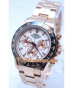 Rolex Daytona Cosmograph Lunette MonoBloc Cerachrom Cadran Blanc et Bracelet Or Rose