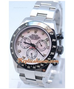 Rolex Daytona Chronograph Lunette MonoBloc Cerachrom Chiffres de Diamant dans un Boîtier Acier - Cadran Rose Coquille