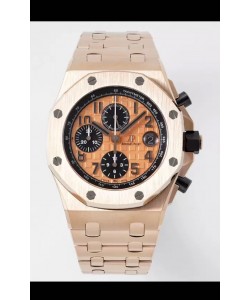 Audemars Piguet Royal Oak Offshore Chronographe Cadran Champange Montre réplique miroir 1:1 - Or rose 