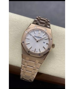 Audemars Piguet Royal Oak 33MM en acier 904L Or Rose Cadran Blanc Montre Réplique 1:1