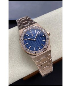 Audemars Piguet Royal Oak 33MM 904L Cadran or rose bleu Montre réplique 1:1