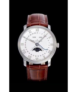 Blancpain "Villeret Quantième Complet" 904L Steel Swiss Watch in Off-White Dial
