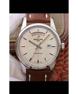 Breitling Transocean Day & Date Réplique Suisse en cadran blanc, édition miroir 1:1