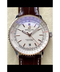 Breitling Navitimer 1 Réplique Montre Suisse Automatique avec Cadran Blanc Lunette Or Rose