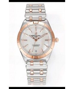 Breitling Chronomat 36MM Boîtier or rose 2 tons Réplique de montre 1:1 Cadran perle
