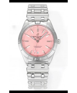 Breitling Chronomat 36MM Boîtier Acier Inoxydable 1:1 Réplique Montre Cadran Rose