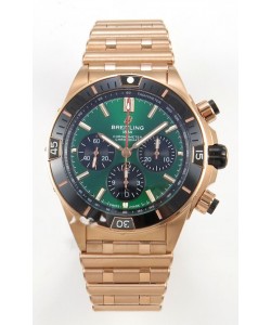 Breitling Chronomat Super Clone B01 42 Edition, boîtier en or rose suisse, cadran vert