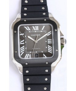Santos De Cartier 1:1 Lunette DLC noire Réplique Suisse 40MM - Bracelet en caoutchouc