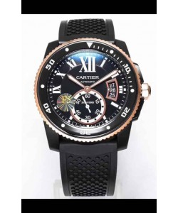 Montre Calibre De Cartier 42MM Cadran Bleu Boîtier PVD - Montre réplique 1:1