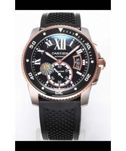 Montre Calibre De Cartier 42MM Cadran noir Boîtier acier bicolore - Réplique 1:1 