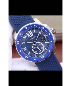 Calibre De Cartier Montre 42MM Cadran Bleu Boîtier Acier - Réplique Montre Miroir 1:1
