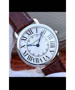 Réplique Suisse de la Ronde de Cartier - Cadran blanc et bracelet cuir