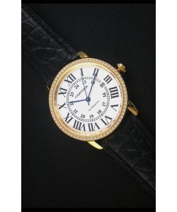 Cartier "Ronde De Cartier" Montre en or jaune Avec lunette de diamants créés par laboratoire