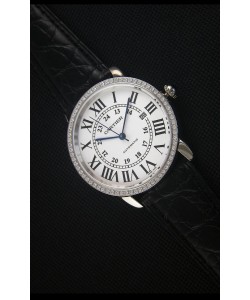Cartier "Ronde De Cartier" Montre en Acier Inoxydable montre Avec lunette de diamants créés par laboratoire