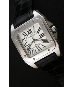 Cartier Santos De Cartier 1:1 Miroir Montre Réplique Sangle Noir 33MM Montre Femme 