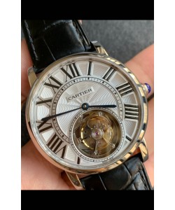 Rotonde De Cartier Flying Tourbillon Réplique Montre Super Clone en or rose
