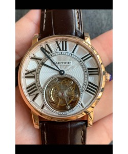 Rotonde De Cartier Flying Tourbillon Réplique Montre suisse Super Clone en or jaune