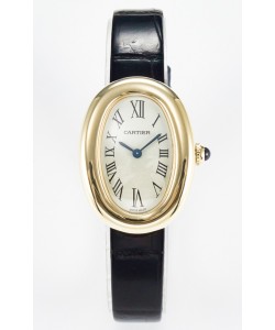 Cartier Baignoire Or Jaune Réplique Montre suisse Super Clone 1:1 Bracelet Noir