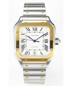Cartier Santos De Cartier Réplique de la montre 40MM en acier 904L avec cadran blanc 