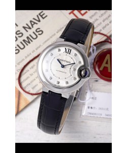 Ballon De Cartier Automatique Suisse Cadran Blanc Qualité Miroir 33MM en Acier Inoxydable 