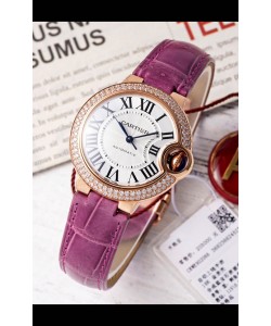 Ballon De Cartier Automatique Suisse 1:1 Qualité Miroir 33MM en Plaqué Or Rose