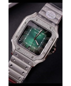Cartier Santos De Cartier 904L Acier Cadran Vert Réplique Montre Super Clone 40MM 
