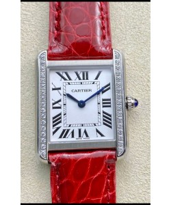 Cartier Tank Solo Montre suisse à quartz avec boîtier en acier inoxydable - Réplique Suisse miroir 1:1 de 27 mm de large