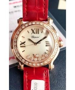 Chopard Happy Or Rose Montre suisse à quartz réplique 1:1 miroir - Diamants véritables 