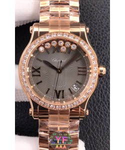 Montre Chopard Happy Sport 1:1 Réplique Suisse Réplique Montre automatique Or Rose - 36mm de large