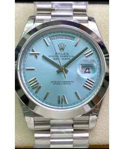 Montre Rolex Day Date Présidentielle M228206-0044 904L Acier 40MM - Cadran Arabe BLEU GLACÉ 1:1 Qualité Miroir