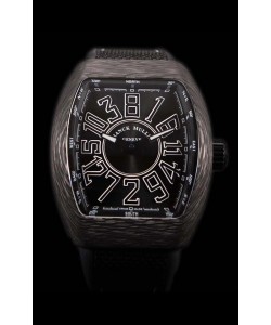 Franck Muller Vanguard montre suisse boîtier en carbone indexes noirs
