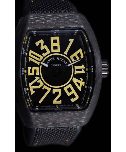 Franck Muller Vanguard montre suisse indexes noirs boîtier en carbone