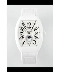Franck Muller Vanguard Moonphase V32 Boîtier Céramique - Cadran Blanc dans Mouvement Automatique