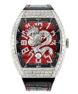 Franck Muller Vanguard Yachting Dragon V45 Cadran Rouge Lunette Diamants Carrés Réplique Suisse