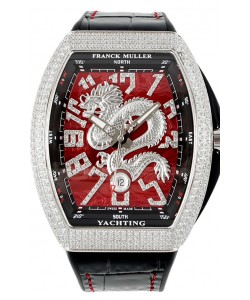 Franck Muller Vanguard Yachting Dragon V45 cadran rouge lunette diamants arrondis Réplique Suisse