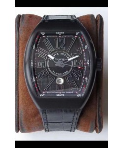 Franck Muller Vanguard Montre Suisse avec boîtier DLC et index noirs