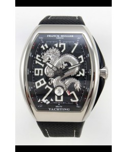 Franck Muller Vanguard Super Clone Yachting Dragon V45 Cadran noir Boîtier en acier inoxydable 