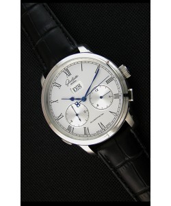 Montre japonaise Glashuette Réplique à double cadran avec un cadran blanc