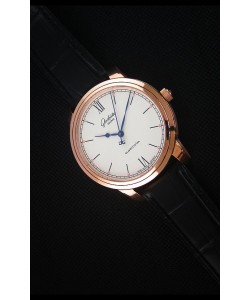 Glashuette Senator Excellence, Cadran Crème-Boîtier en Or Rose, Montre Réplique Suisse 