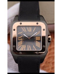 Montre Cartier Santos à boîtier en titane et lunette en or rose Qualité miroir 1:1 - Mouvement automatique
