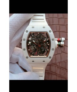Réplique de la montre Richard Mille RM055 Boîtier Céramique Miroir 1:1 en Or Rose en Bracelet Blanc