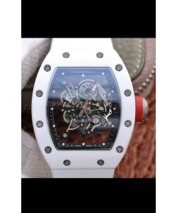 Montre Richard Mille RM055 Réplique de Montre 1:1 avec boîtier en céramique et bracelet blanc 