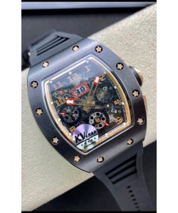 Montre Richard Mille RM011 Felipe Massa 1:1 Qualité Miroir Une Pièce Céramique Noire Or Rose 