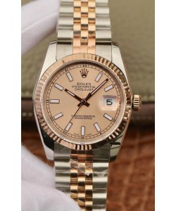 Montre Rolex Datejust 36MM Mouvement ETA-3135 Réplique Suisse en 904L cadran brun bicolore