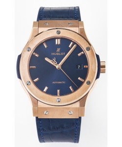 Hublot Super Clone Classic Fusion Or Rose 42MM Réplique Montre 1:1 Cadran Bleu