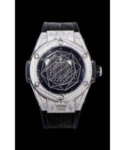 Montre Hublot Big Bang One Click Sang Bleu 1:1 Réplique Miroir dans un boîtier en acier inoxydable 45MM - Cadran noir