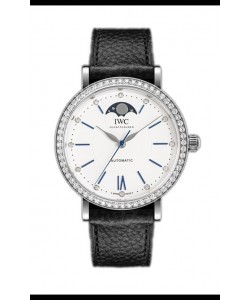 IWC Portofino IW659601 Montre automatique à phase de lune en acier avec cadran blanc 37MM