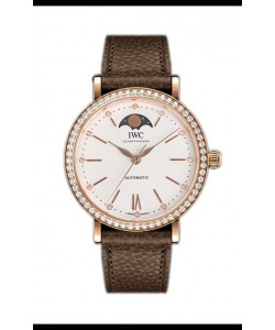 IWC Portofino IW6596 Montre automatique phase de lune en or rose avec cadran blanc 37MM